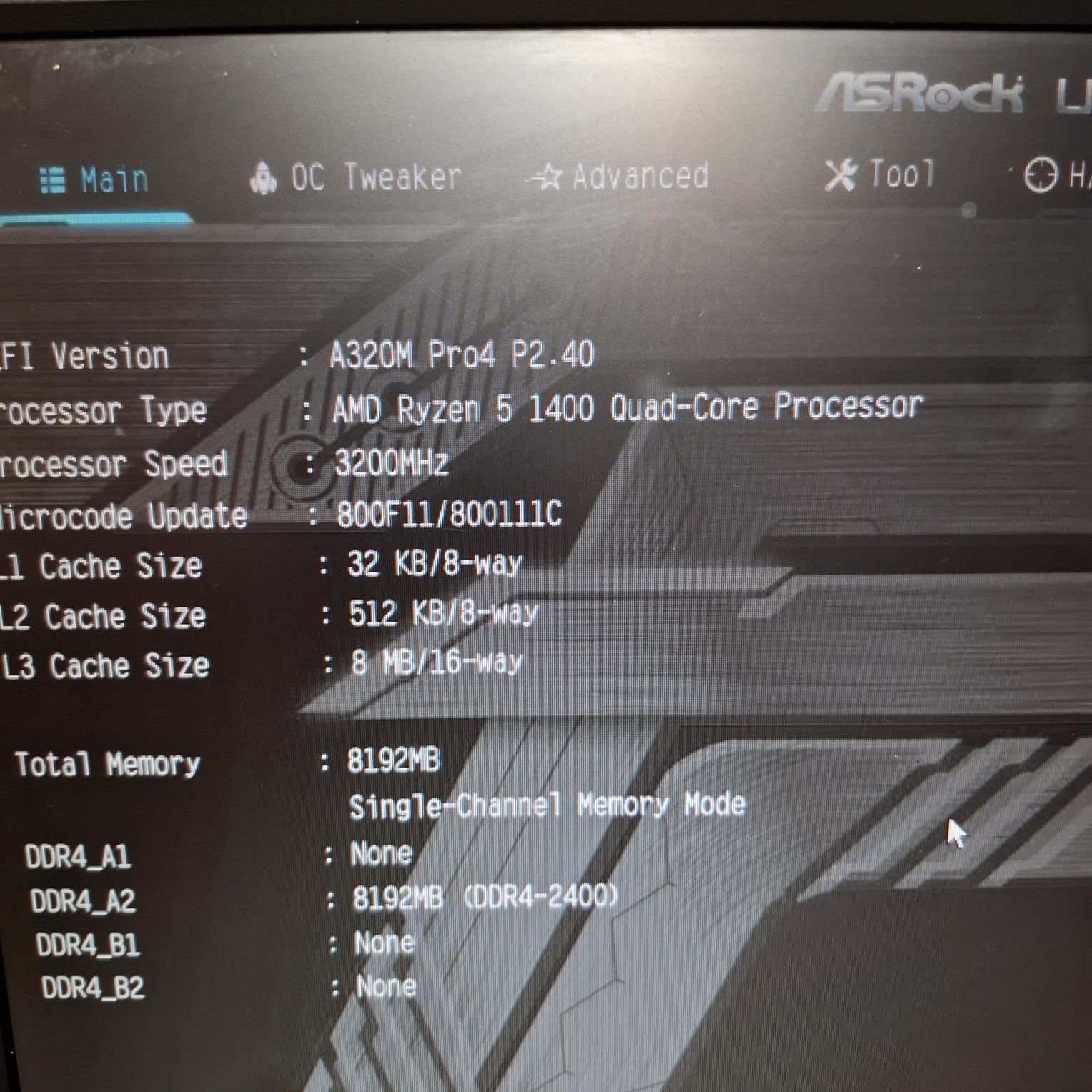 Płyta główna ASROCK A320M Pro4 AM4 mATX + AMD Ryzen 5 1400