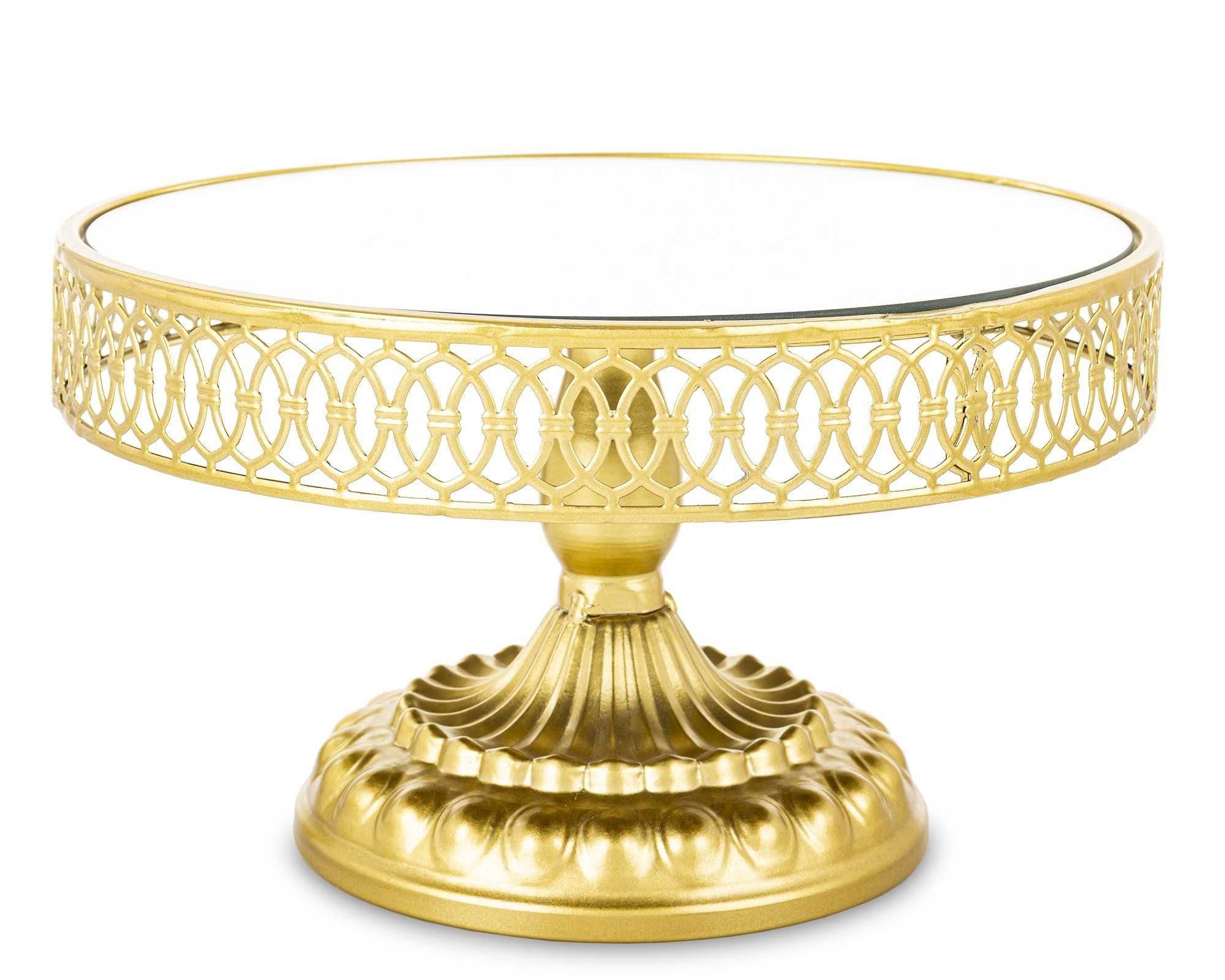 Patera taca złota metalowa 15x26 cm szklana glamour dekoracja pałacowa