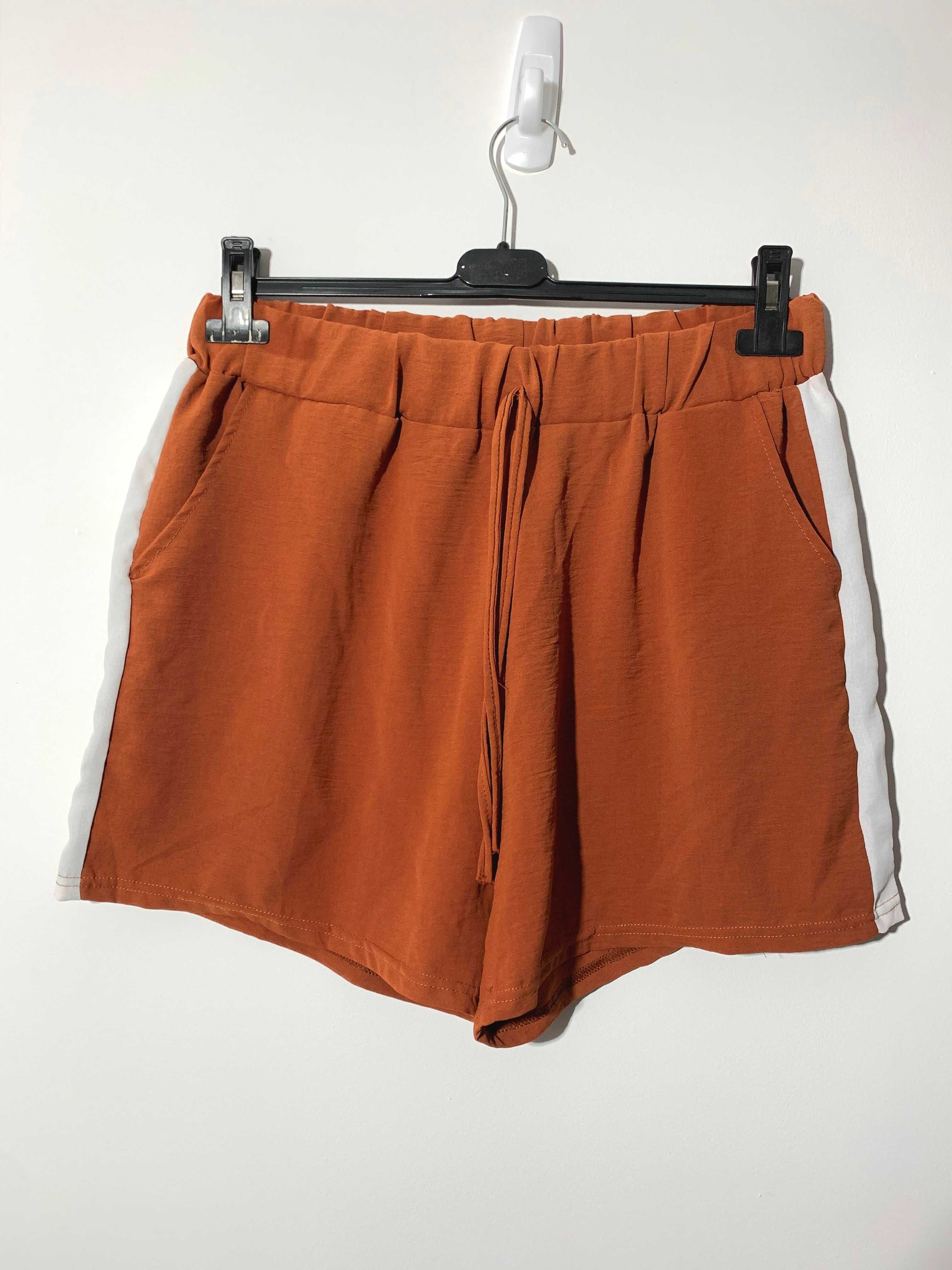 spodenki L XL szorty luźne zwiewne rude ceglaste piżama pidżama