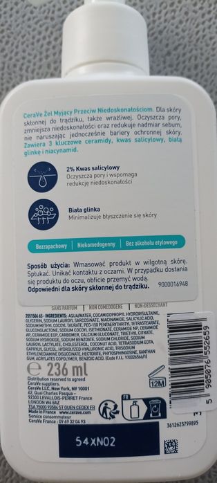 CeraVe żel myjący przeciw niedoskonałościom, 236 ml