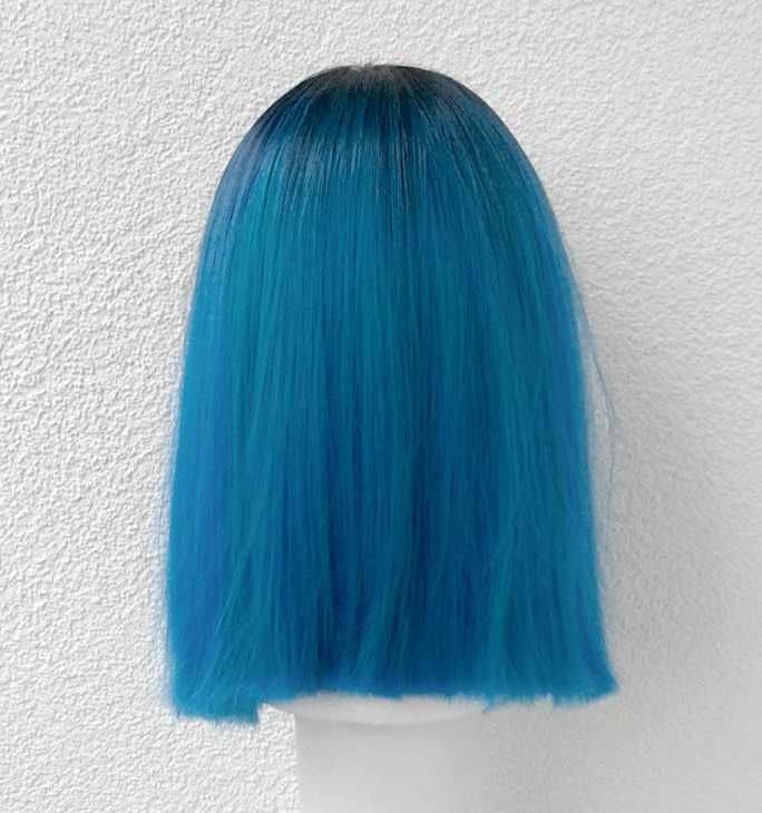 Lace Front niebieska peruka z odrostem na co dzień prosta cosplay wig