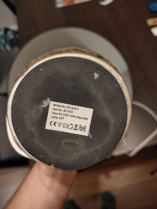 Lampa lampka nocna do pokoju czarna złota z kloszem duża 52 cm