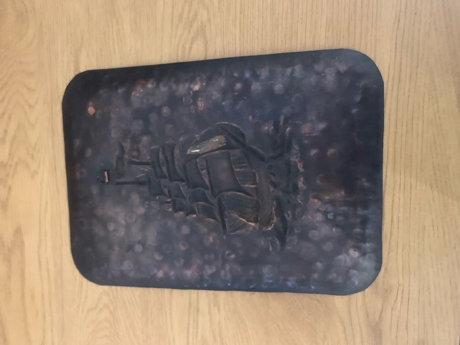 Obraz miedziany tacka z miedzi statek metaloplatyma 32 z 23 cm