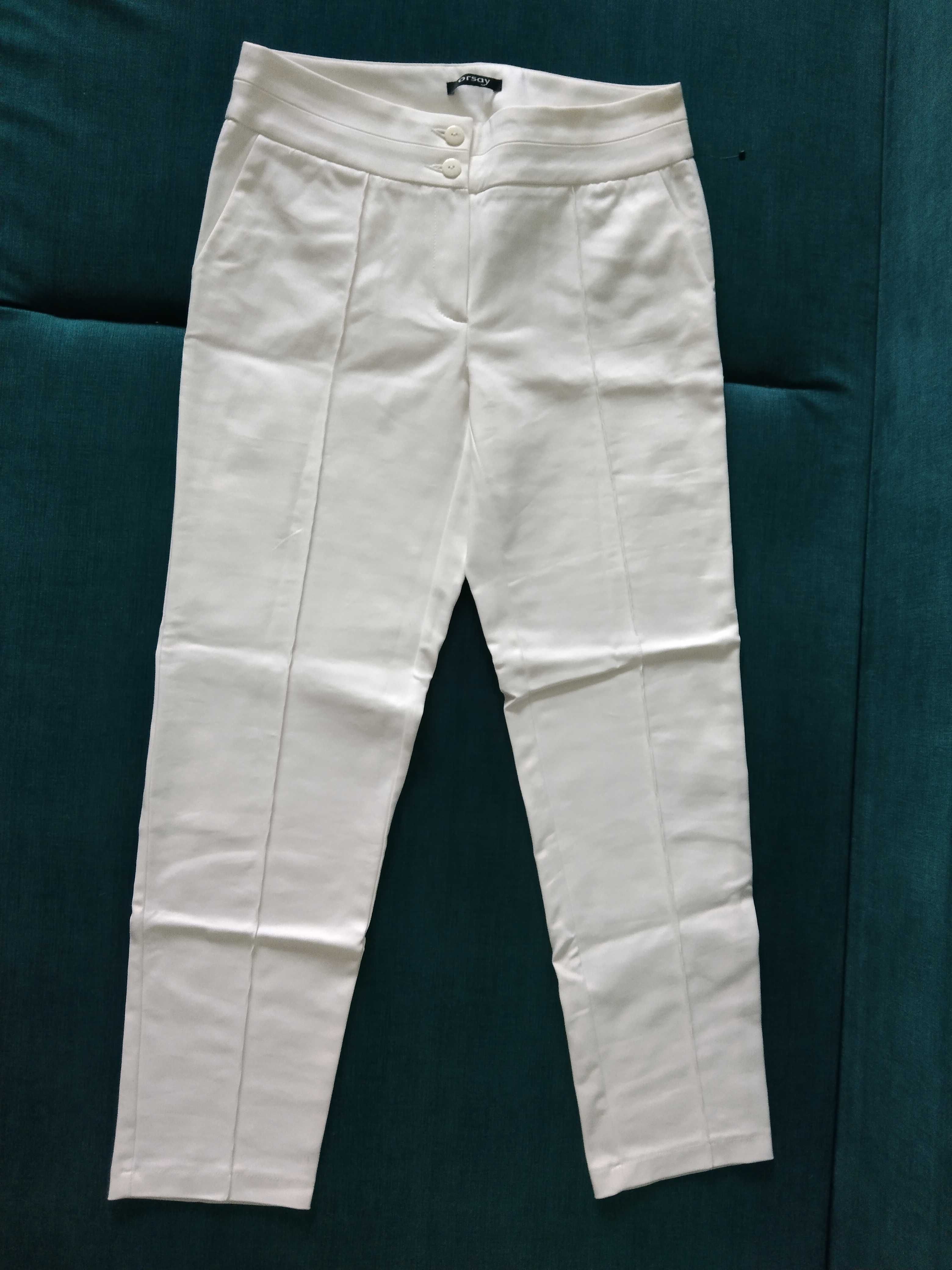 36 S Nowe z metką Białe spodnie Orsay nad kostkę zewnętrzny szew