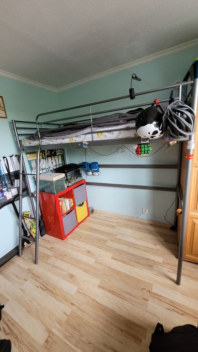 Ikea Svarta łóżko piętrowe 90x200 
Rama łóżka na antresoli, srebrny, 9
