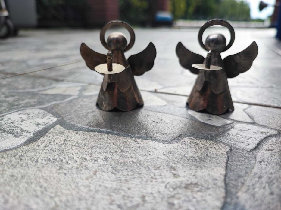 Platerowane gasidełko do świeczki,aniołek,vintage,cena za 1 sztukę