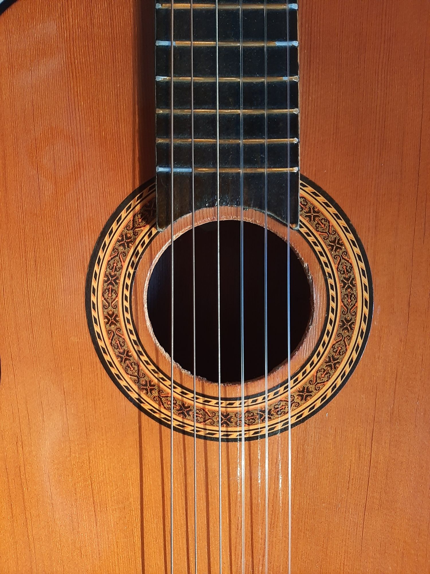 Guitarra vintage artesanal de exposição