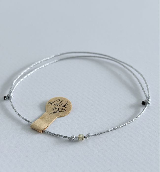 Bransoletka ZŁOTA diamentowana kulka 585 sznurkowa na prezent