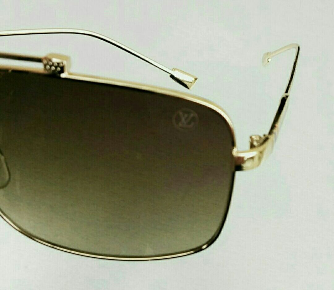 Louis Vuitton стильные мужские очки коричневый градиент в золот металл