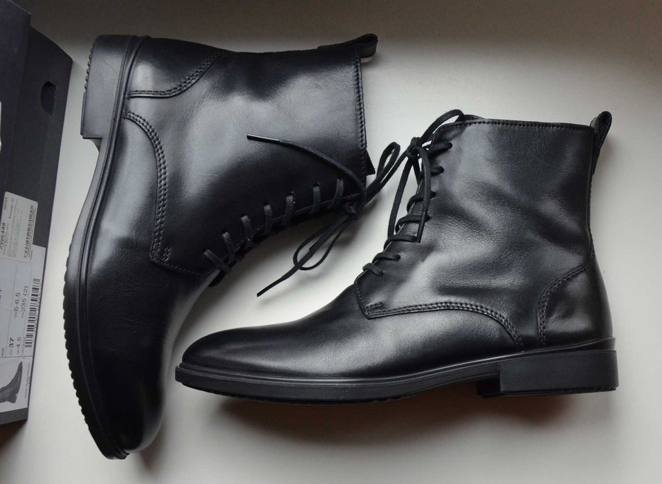 Ecco кожаные ботинки 37 24.5 женские полуботинки