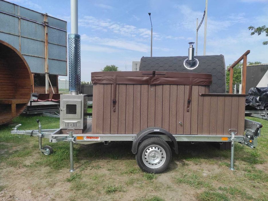 Mobilne spa bania balia jacuzzi brąz hot tub opalane drewnem prostokąt