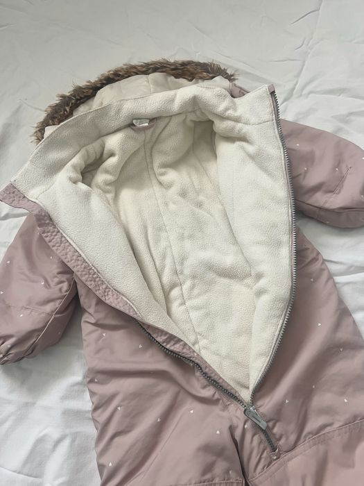 Зимовий комбінезон пудровий h&m 92 розмір