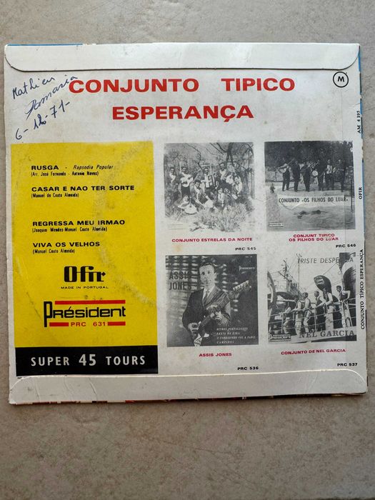 Disco de vinil Conjunto Típico Esperança, acordeão