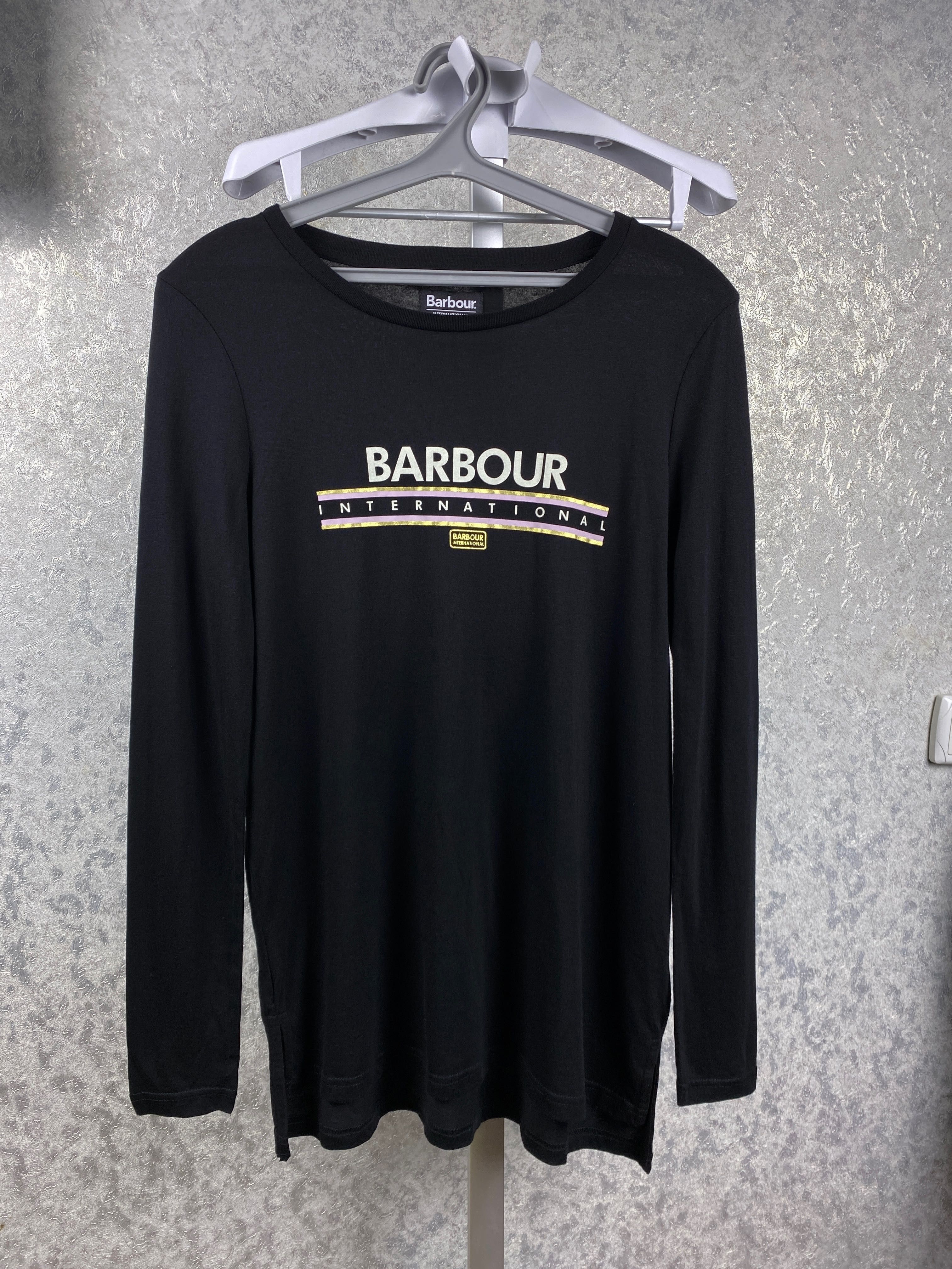 Женский удлиненный черный лонгслив Barbour International Spada Tee S/M