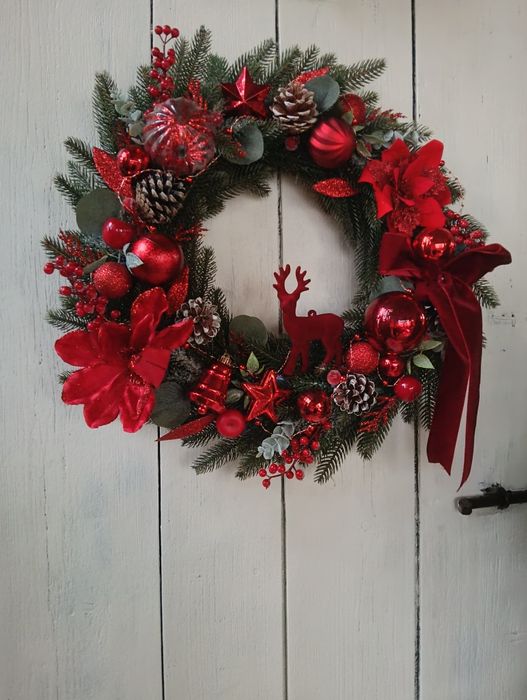 Wianek świąteczny Boże Narodzenie kolor czerwony