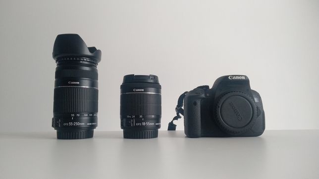 Canon 700 D + 18/55 STM + 70/200 + acessórios e kit de estudio