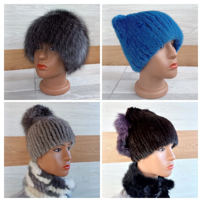 Шапки  меховые женские (нашивка на трикотаж, на  вязанной основе)