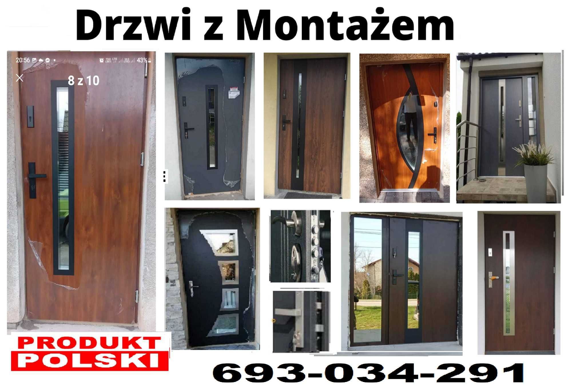 Drzwi ZEWNĘTRZNE wejściowe z montażem ,wewnątrzklatkowe z akustyką