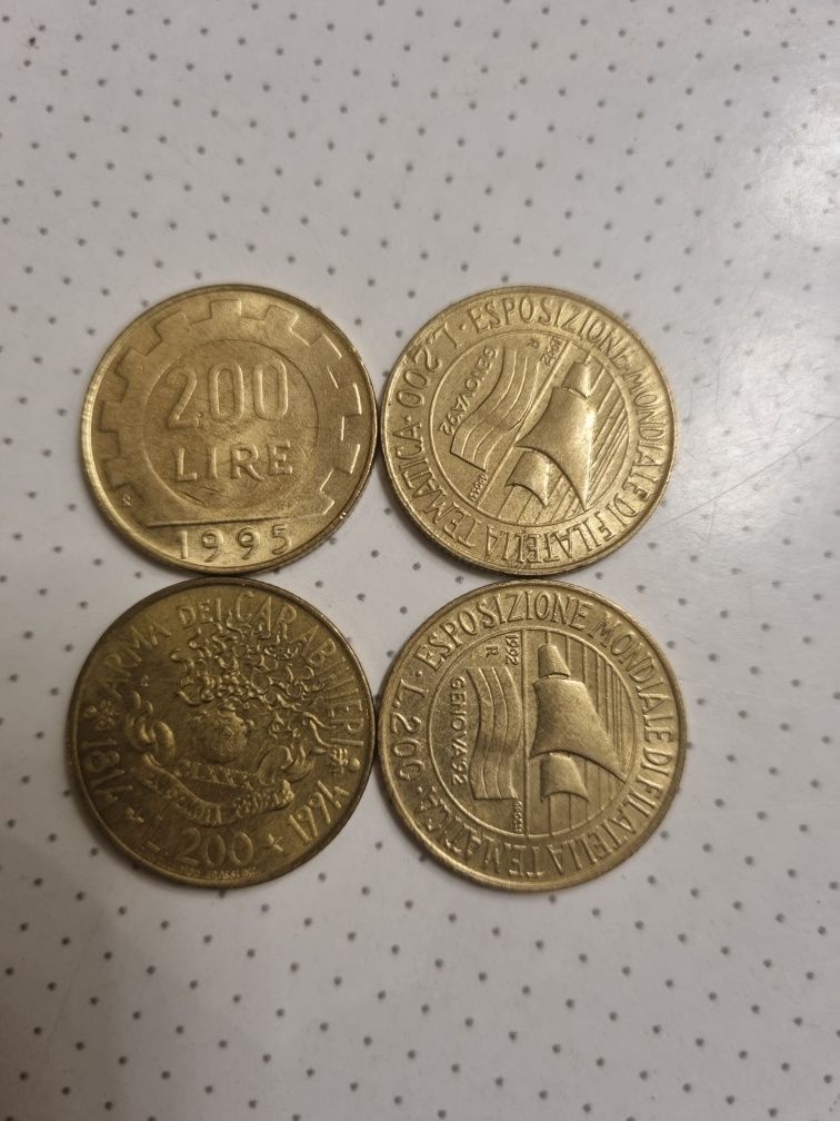 Monety  Włochy 200 lirów 1992 , 1994 , 1995