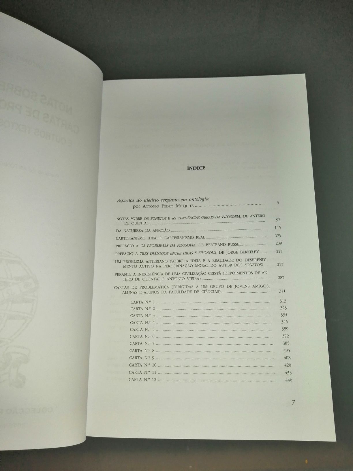 Notas sobre Antero, Cartas de Problemática e Outros Textos Filosóficos