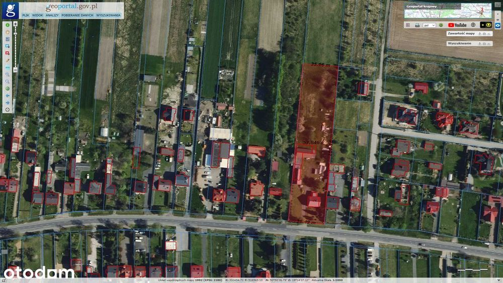 Działka ok 5700 m2 Jaskrów zabudowa mieszkaniowa z usługami