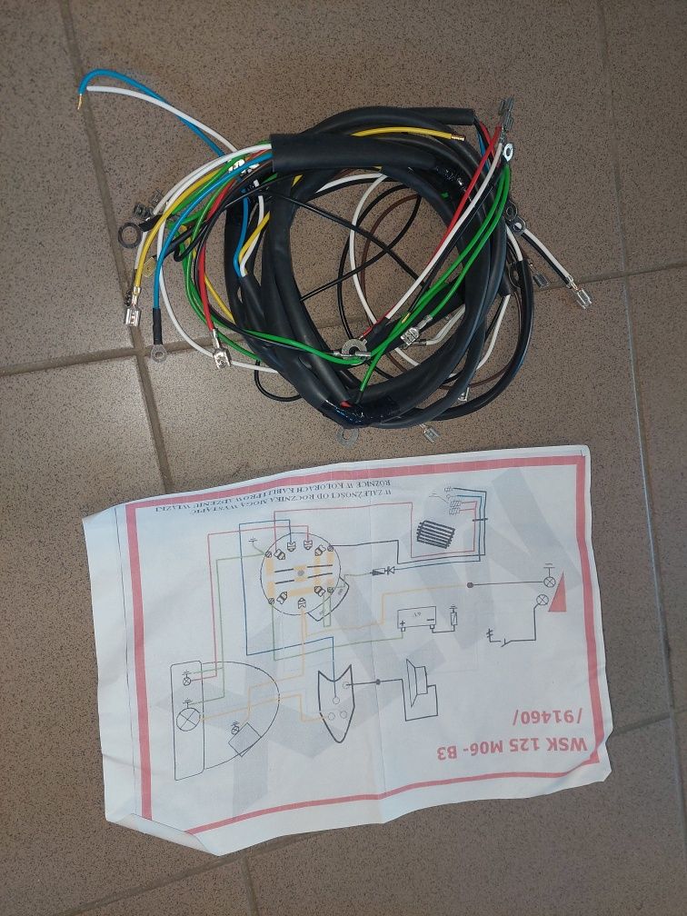 Nowa wiązka elektryczna instalacja wsk m06 b3 jednoramowa pl+schemat