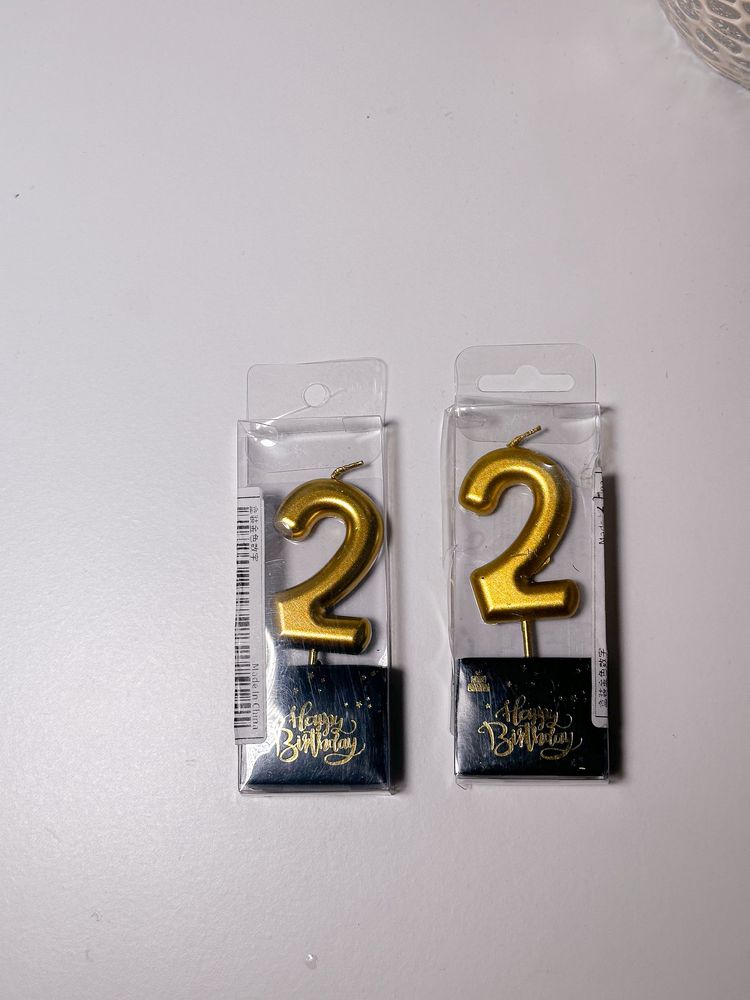 Świeczka złota 2 22 na tort urodzinowe świeczki