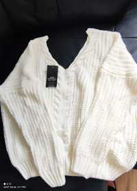 Swetry grube bawełniane biały  uniwersalny