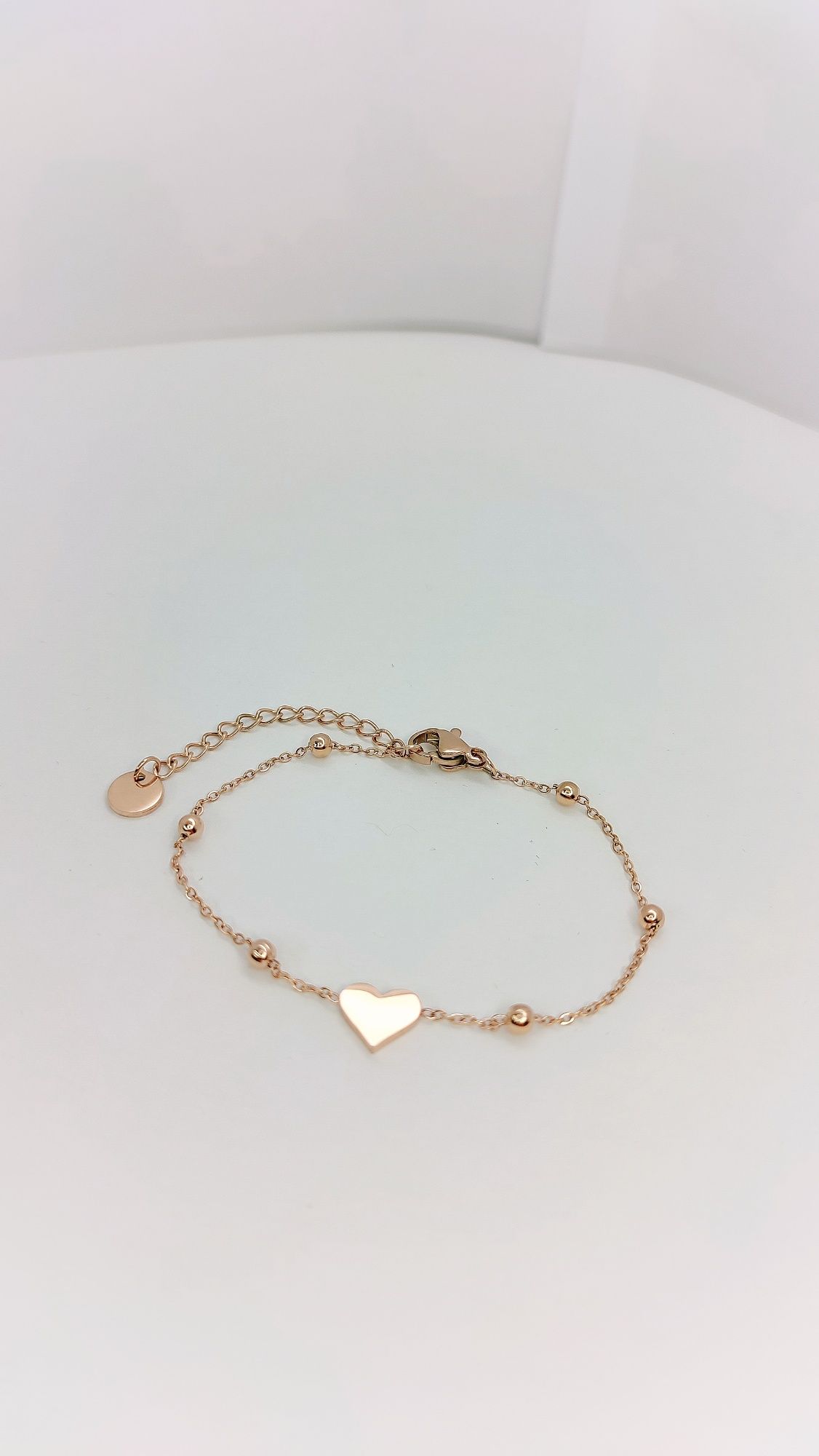Nowa złota bransoletka z serduszkiem Rose Gold