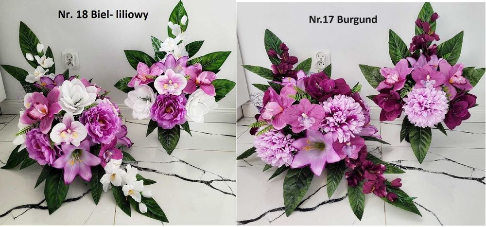 Komplet Stroik na grób, Cmentarz, Kompozycja kwiatowa ,Wiązanka bukiet