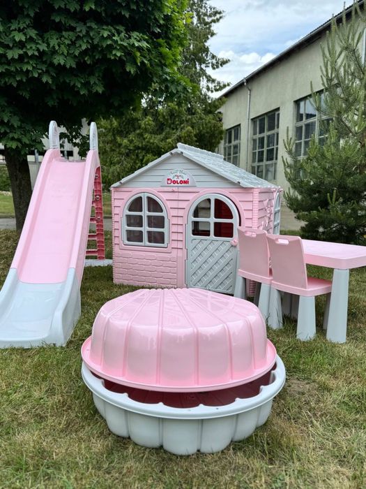 НОВИНКА! Набір дитячий Долоні будиночок гірка пісочниця стіл і стільці