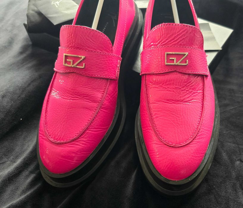 Giuseppe Zanotti Włoskie Oryg. Mokasyny kolor fuksja magenta, skóra 41