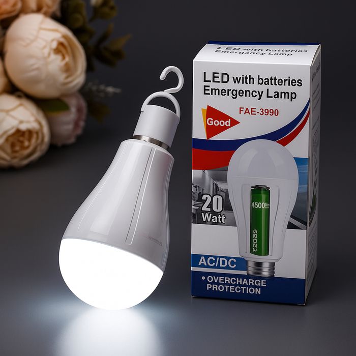 Світлодіодна аварійна акумуляторна Led лампа 20W 6500К E27 Акція 5+1