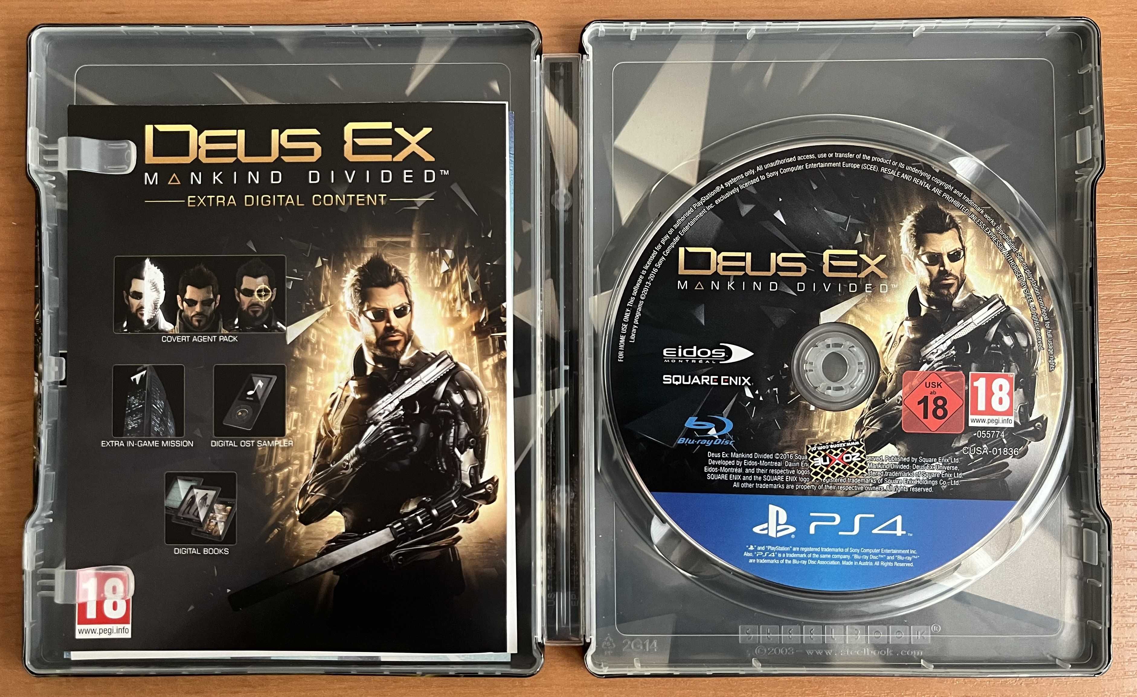 PS4 Steel book metal Deus Ex Mankind Divided Rozłam Ludzkości Day One