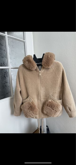 Kurtka bomberka alpaka z kapturem odpinane futerko-kolory