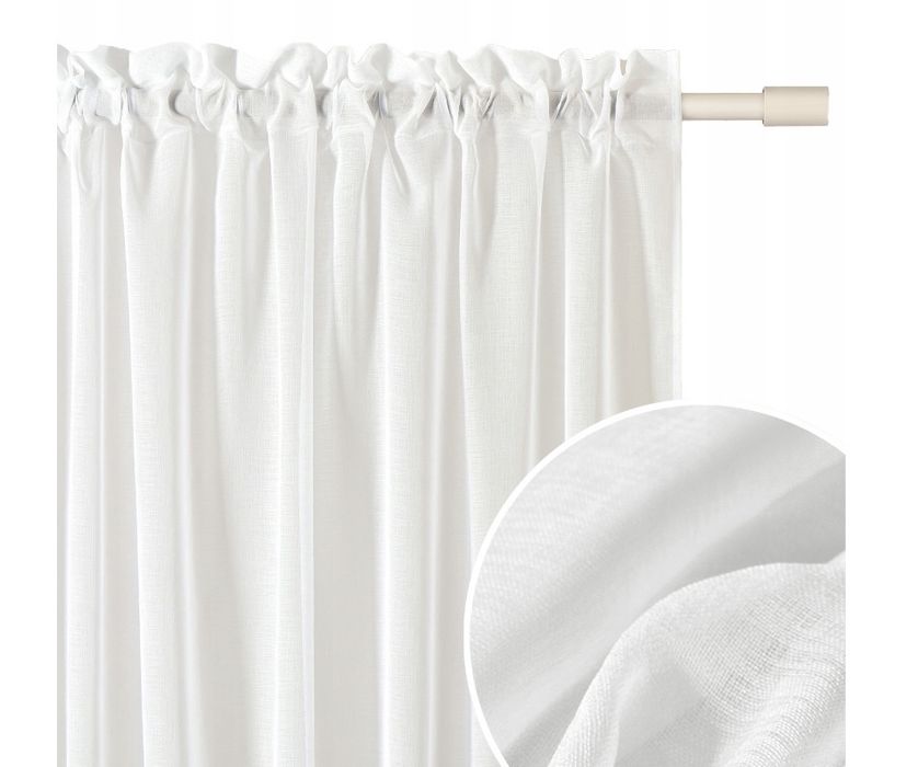 Firanka 230 cm x 250 cm z obszyciem i taśmą