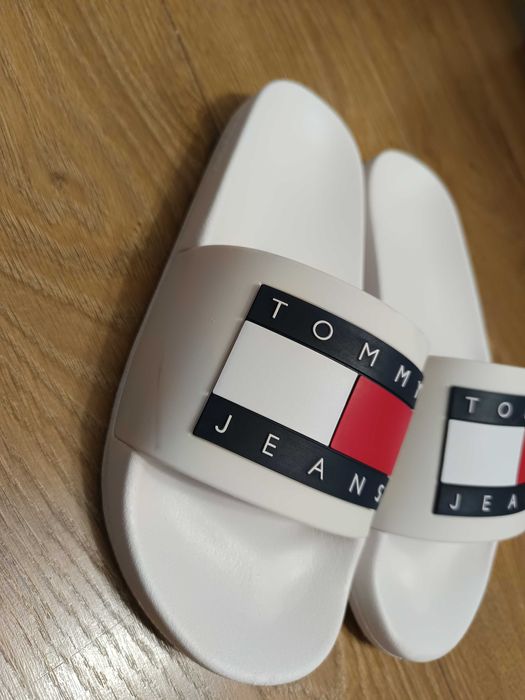 Klapki Tommy Jeans ecru roz 36