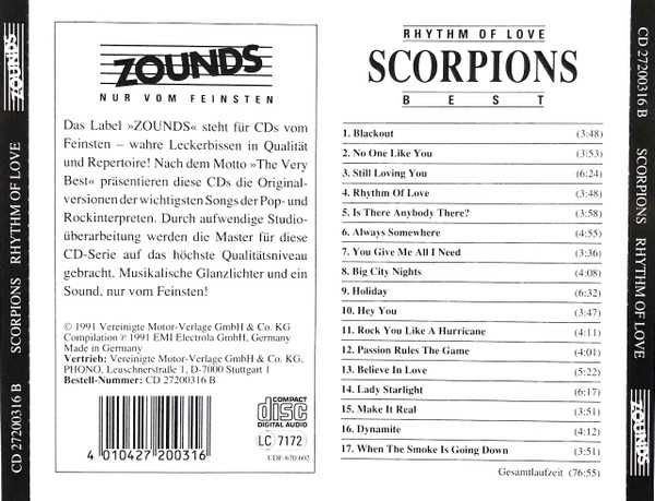 Scorpions – Rhythm Of Love - Best (ZOUNDS)