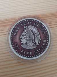 Срібна монета - раунд, Ацтекський календар, срібло 999, 1 унція