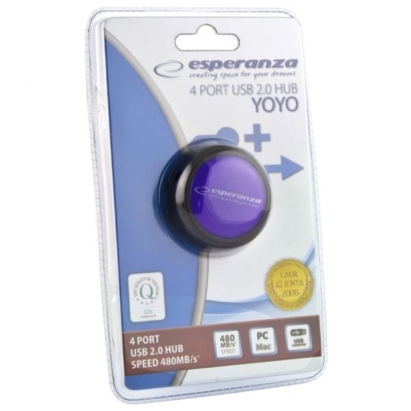 es272f usb 2.0 hub 4 porty yoyo fioletowy