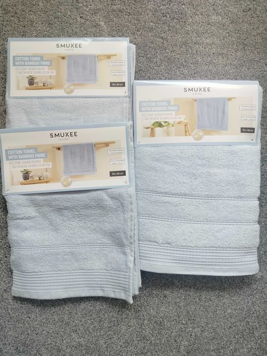 Ręcznik kąpielowy ręczniki 2szt 50x90cm + 1szt 70x140cm błękitne