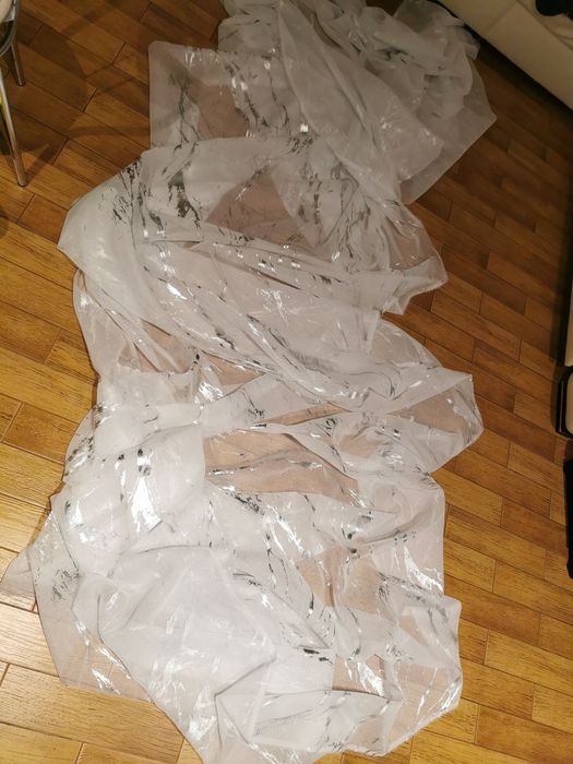 Etamina ze srebrem NOWA materiał na firanki