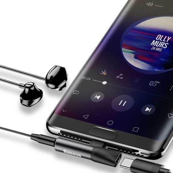 Baseus Audio Converter  USB-C na port USB-C gniazdo słuchawkowe 3,5 mm