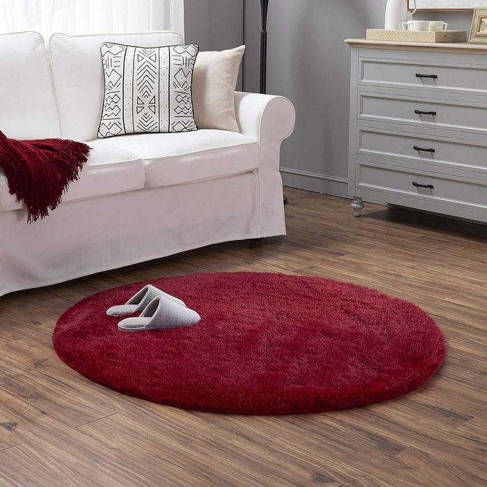 Okrągły dywan z długim włosiem 200 cm, czerwony, miękki i puszysty