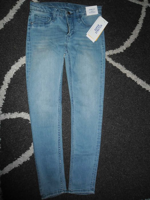H&m skinny fit JEANS gumkowe org przecierane kotek r 140 nowe Z METKĄ