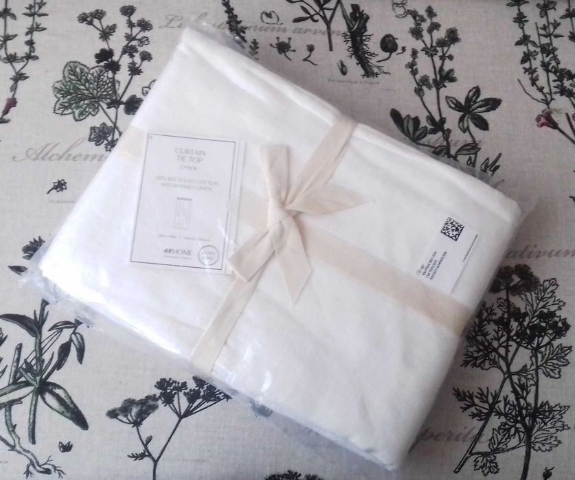 Zasłony H&M len plus bawełna troczki 150x300
