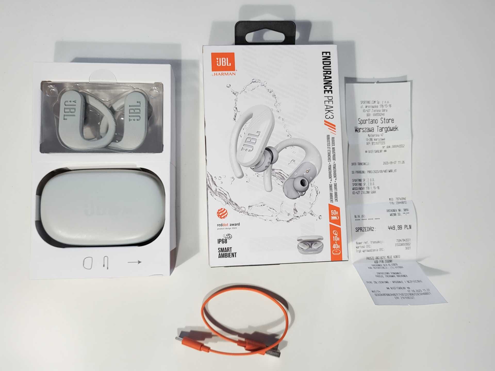 Słuchawki JBL Endurance Peak 3 bezprzewodowe dokanałowe Bluetooth