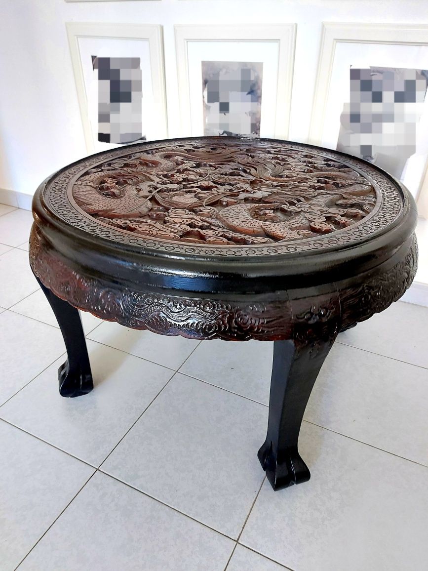 Mesa de apoio chinesa dragão em cânfora Sec. XIX