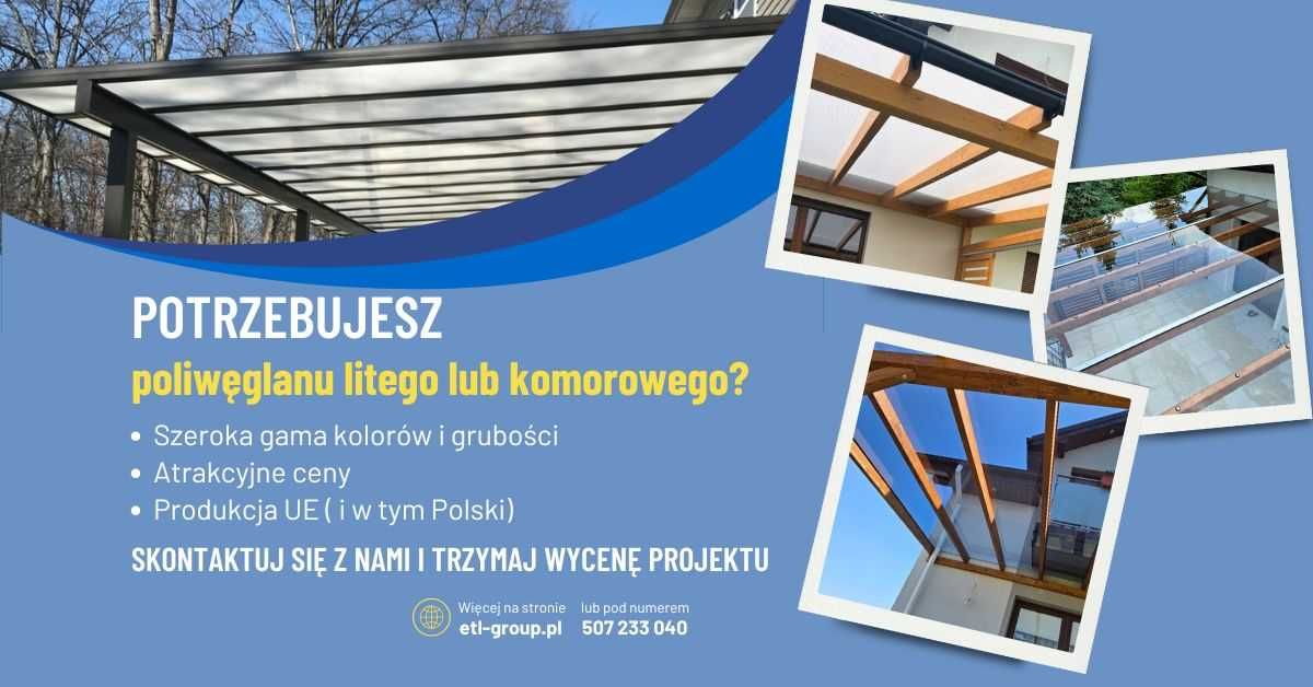 Poliwęglan Komorowy Grafitowy 10mm 2,1 x 2/3/4/5/6/7m cena za 2,1x2m