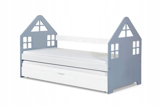 Skandynawskie łóżko dwu-osobowe z drewna sosnowego DOMEK